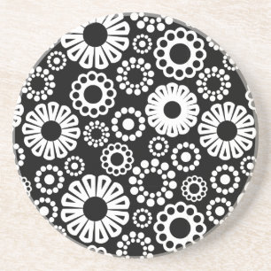 Dessous de verre floral noir et blanc