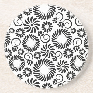 Dessous de verre floral noir et blanc