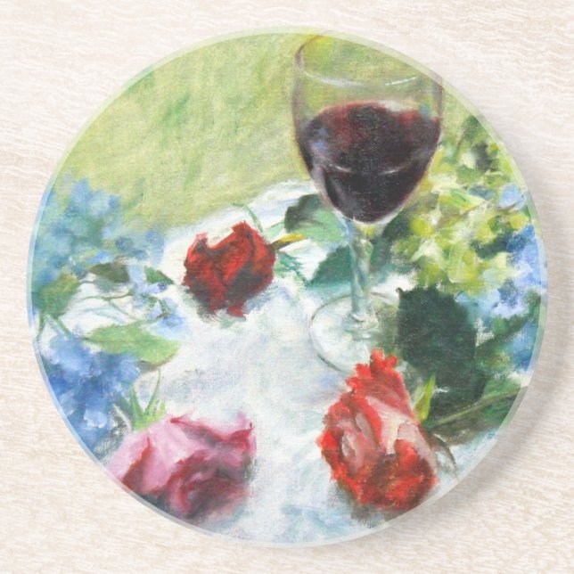 Dessous de verre floraux de grès de vin (Devant)