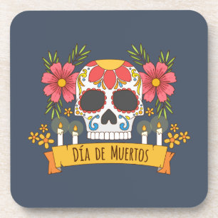 Dessous de verre floraux de Skull Dia de los