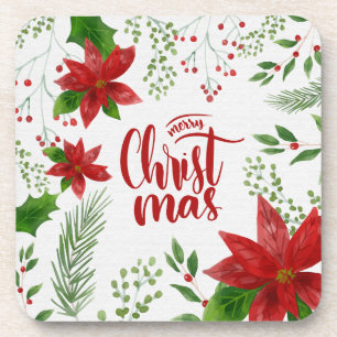 Dessous de verre floraux élégants du Joyeux Noël  