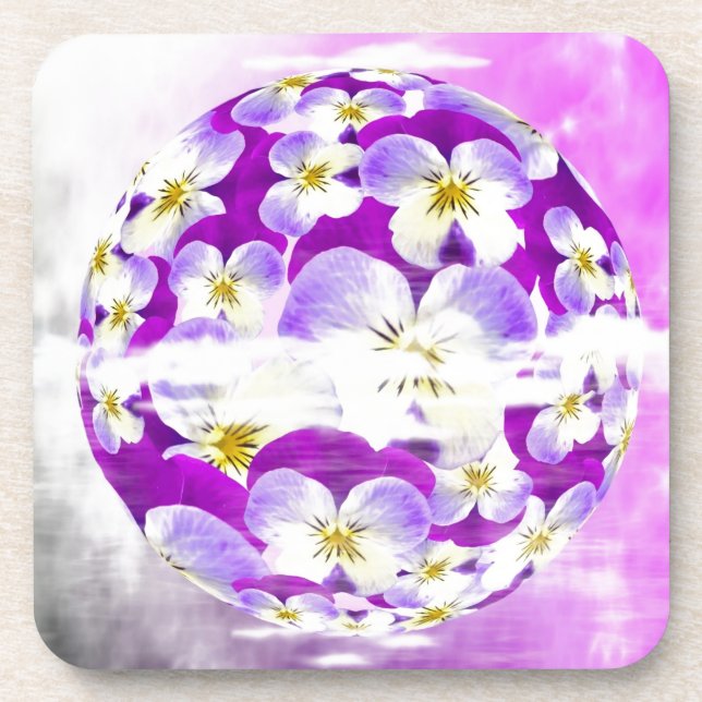 Dessous-de-verre Flore motif violet simple et subtile (Devant)