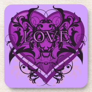 Dessous-de-verre Flourish tribal Purple Heart de Goth avec AMOUR