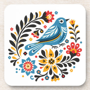 Dessous-de-verre Folksy Bluebird et Fleur sauvage