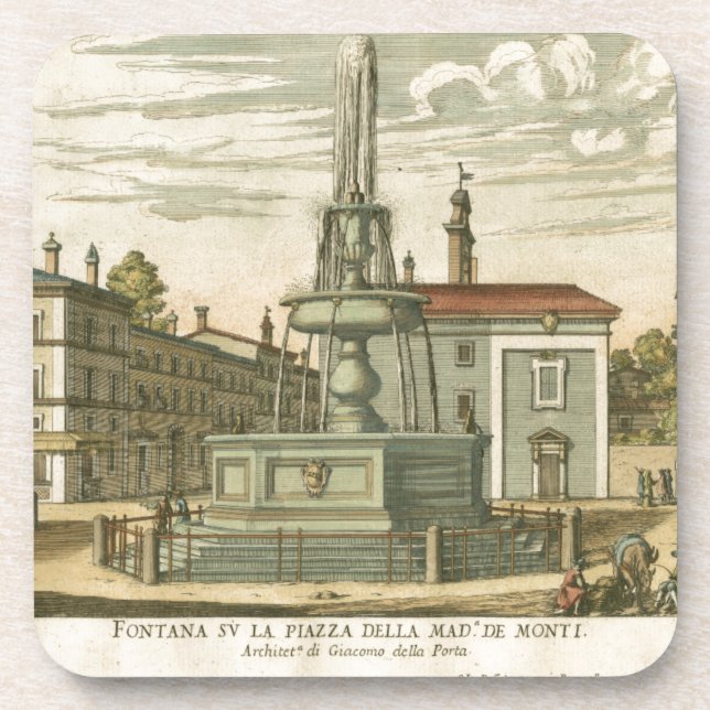 Dessous-de-verre Fontaine italienne en ville Carré par Falda (Devant)