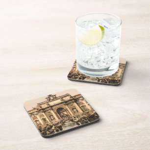 Dessous-de-verre Fontaine vintage de TREVI, Rome, Latium, Italie