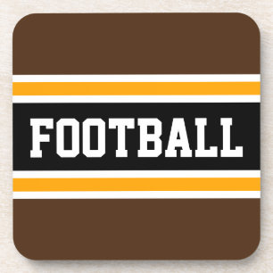 Dessous-de-verre FOOTBALL AMUSANT Brown Athlétisme Jaune Black Stri