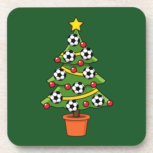 Dessous-de-verre Football Football Arbre de Noël (Devant)