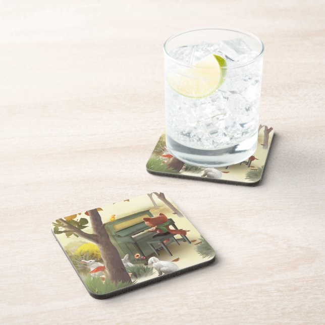 Dessous-de-verre Fox Jouer Piano (Côté Droit)