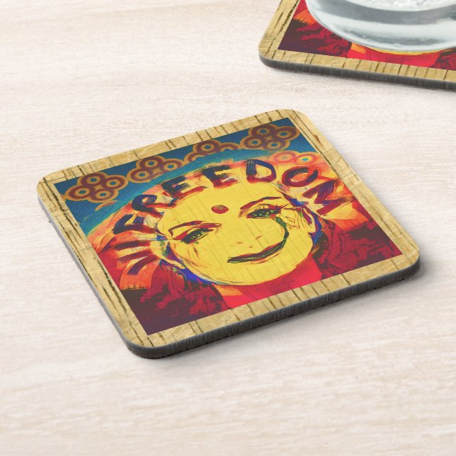 Dessous-de-verre Freedom Face souriante jaune (Côté gauche)