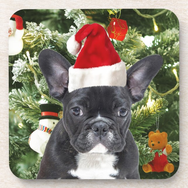 Dessous-de-verre French Bulldog Arbre de Noël Ornements Snowman (Devant)