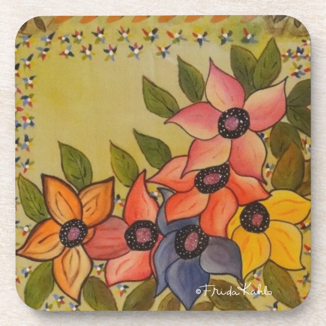 Dessous-de-verre Frida Kahlo Flore Peinte (Devant)