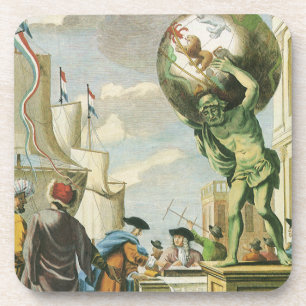 Dessous-de-verre Frontispice d'atlas d'époque baroque Globe terrest