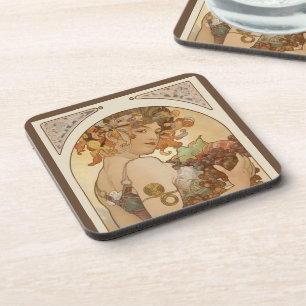 Dessous-de-verre Fruit par Alphonse Mucha, Art Nouveau vintage