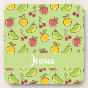 Dessous-de-verre Fruits d'été frais motif vert