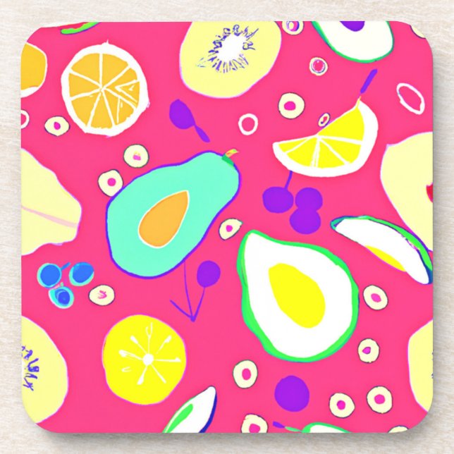 Dessous-de-verre Fruits Tropicaux Motif élégant. Acheter maintenant (Devant)
