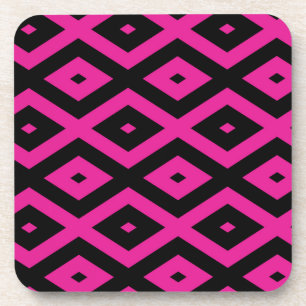 Dessous-de-verre Fuchsia et motif de diamants noirs