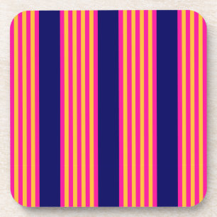 Dessous-de-verre Fuchsia et rayures jaunes avec bleu marine