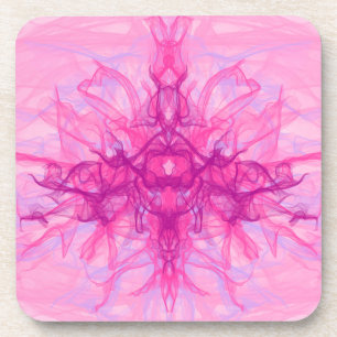 Dessous-de-verre FUMÉE ROSE - Art fractal moderne et abstrait -