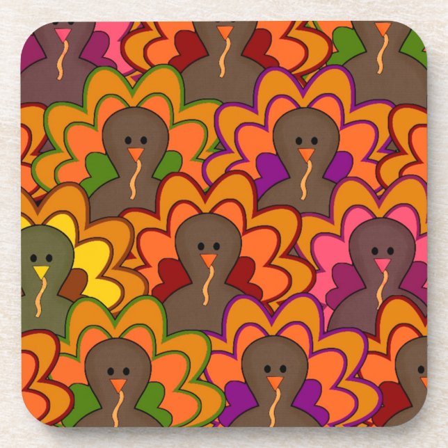 Dessous-de-verre Fun Colorful Thanksgiving (Devant)