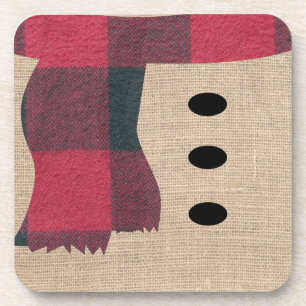 Dessous-de-verre Fun Farmhouse Burlap Snowman Plaid Scarf & Buttes