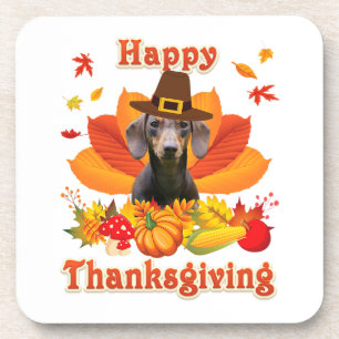Dessous-de-verre Funny Dachshund Chien Thanksgiving Automne Automne