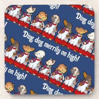 Dessous-de-verre Funny Dog Choir Xmas Carol Pun Dachshund Cartoon