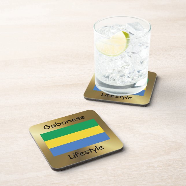 Dessous-de-verre Gabon Drapeau+Dessous de verre texte (Côté Droit)
