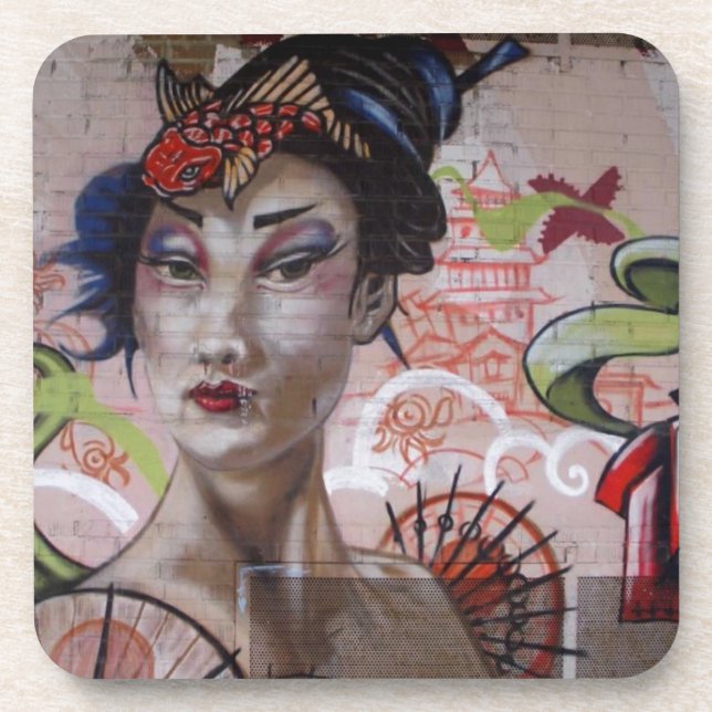 Dessous-de-verre Geisha Urban Graffiti Street Art (Devant)