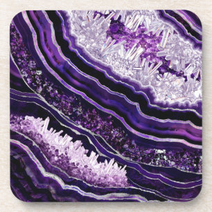 Dessous-de-verre Géode Améthyste Violet et Art numérique Argent