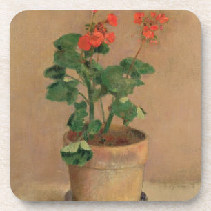 Dessous-de-verre Géraniums dans un pot, c.1905 (huile sur la toile