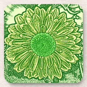 Dessous-de-verre Gerbera Daisy Block Imprimer - vert citron