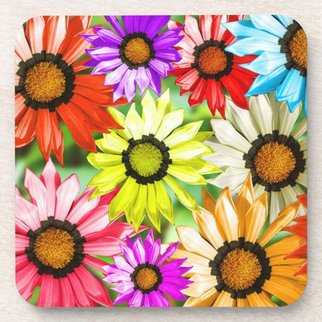 Dessous-de-verre Gerbera fleurs colorées (Devant)