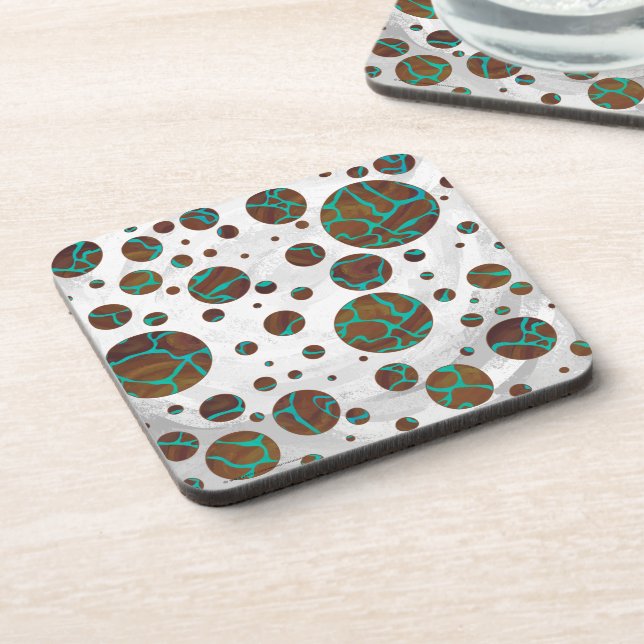 Dessous-de-verre Giraffe Impression Brown et Turquoise (Côté gauche)