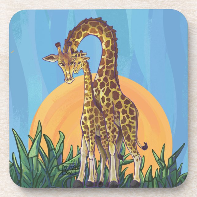 Dessous-de-verre Giraffe maman et bébé (Devant)