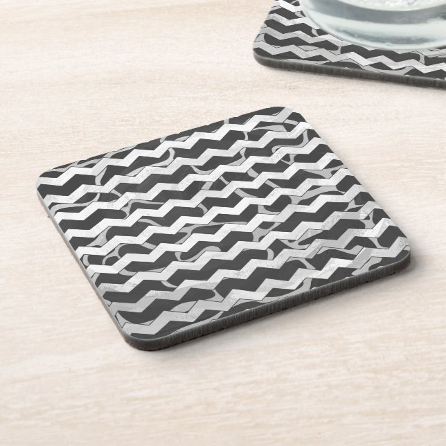 Dessous-de-verre Giraffe noir et gris Chevron Motif (Côté gauche)