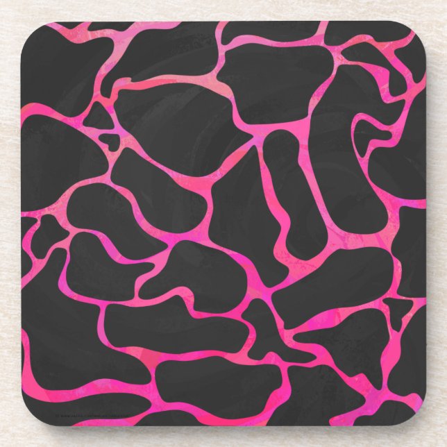 Dessous-de-verre Giraffe rose chaude et noire (Devant)