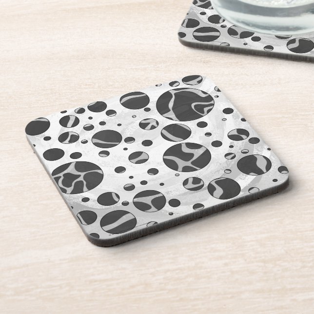 Dessous-de-verre Giraffy Polka Dot noir et gris clair Impression (Côté gauche)