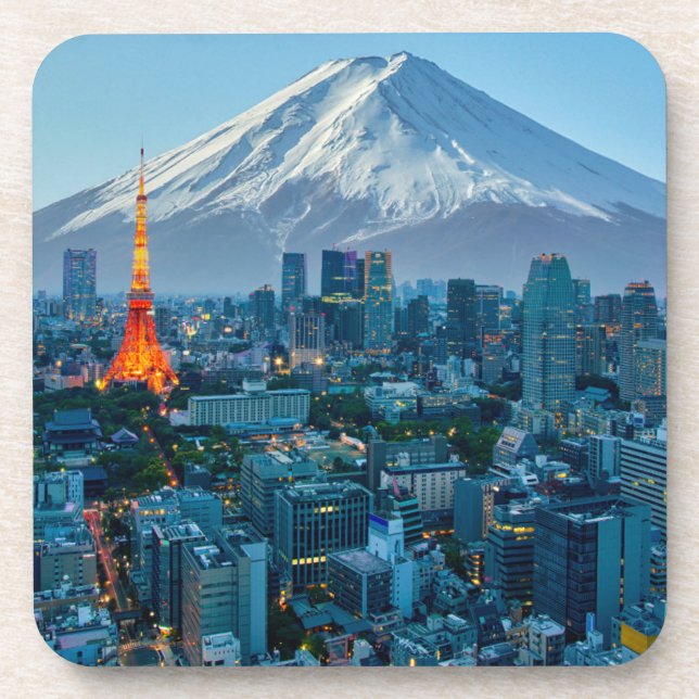 Dessous-de-verre Glace et neige | Mt. Fuji et Tokyo Skyline (Devant)