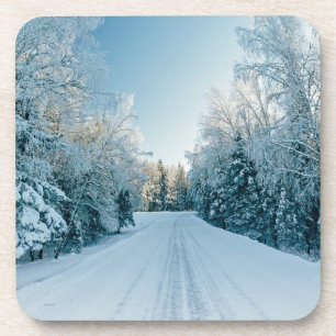 Dessous-de-verre Glace et neige   Route d'hiver gelée Russie, Sibér