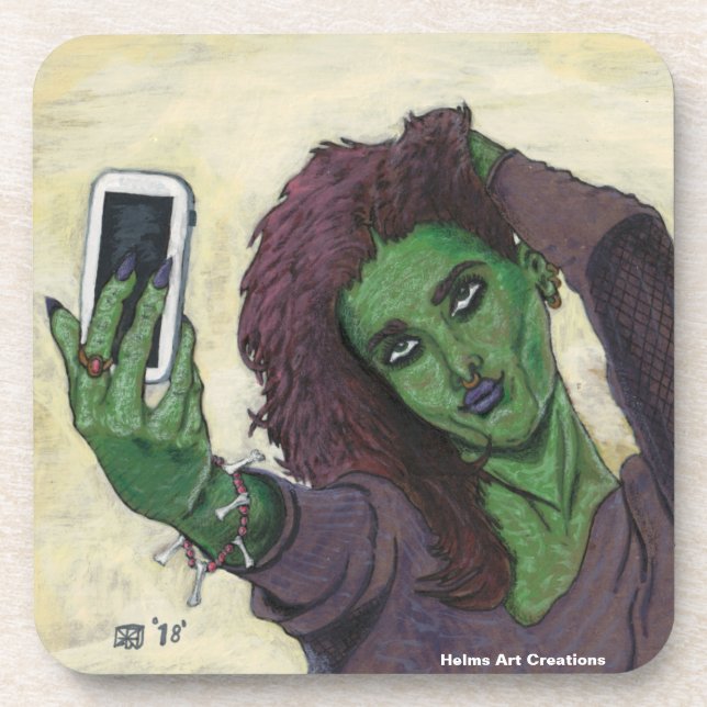 Dessous-de-verre Goblin Girl Téléphone cellulaire Selfie Dessous de (Devant)