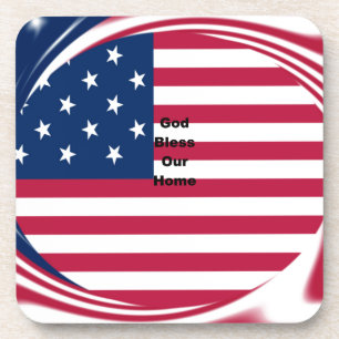 Dessous-de-verre God Bless Our Home : USA Flag Swirl Art