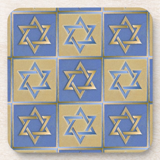 Dessous-de-verre Gold Blue Star de David Art Panels (Devant)
