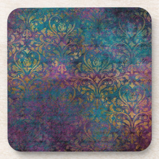 Dessous-de-verre Gold Damask violet rose Turquoise
