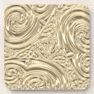 Dessous-de-verre Gold elegant victorian art nouveau engraved look