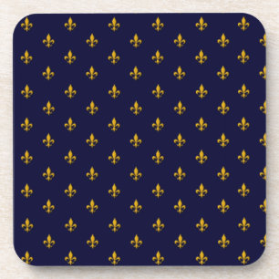 Dessous-de-verre Golden Fleur de Lis sur Navy Blue