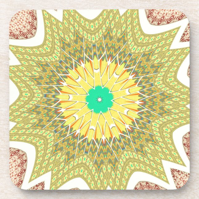 Dessous-de-verre gOLDEN JAUNE motif tribal d'origine africaine (Devant)