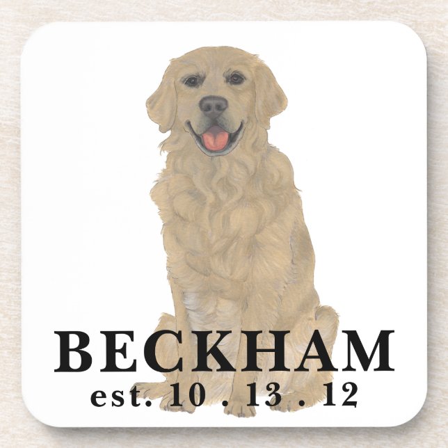 Dessous-de-verre Golden Retriever Chien Cote de boisson (Devant)