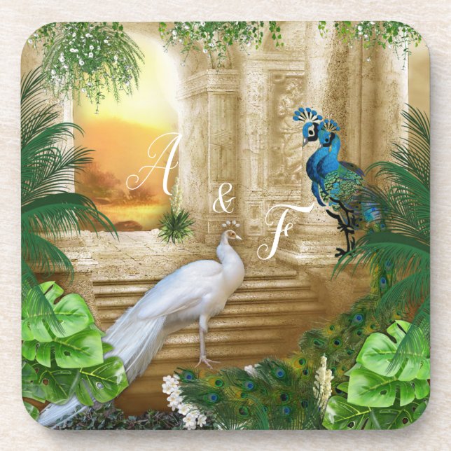 Dessous-de-verre Golden Royal Peacock Temple Dreams (Devant)