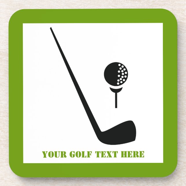 Dessous-de-verre Golf club and ball black, green custom (Devant)